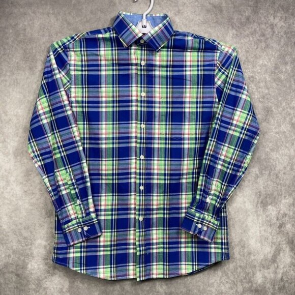Charleston Threads Button Up Shirt Mens Large Blue/Green Plaid Preppy Casual - Picture 1 of 10